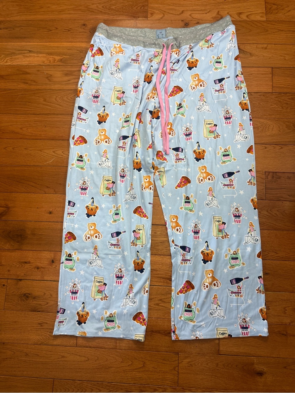 Jane and Bleecker Light Blue Costco Themed Pajama Pants NWOT